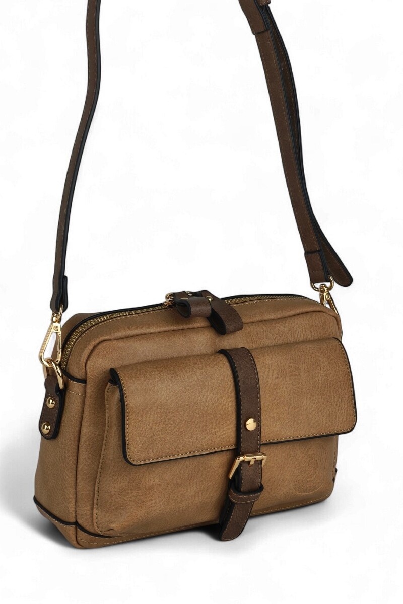 Cartera bandolera Marrón con beige