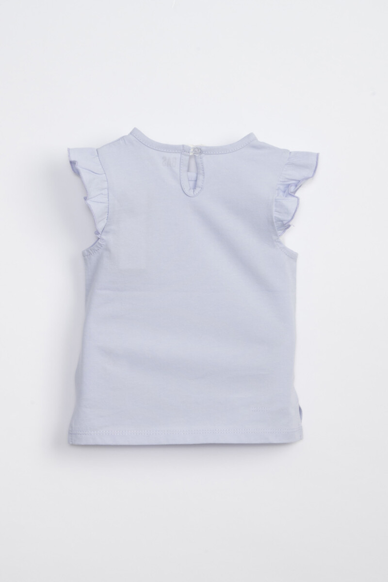 Camiseta sin manga volados Celeste
