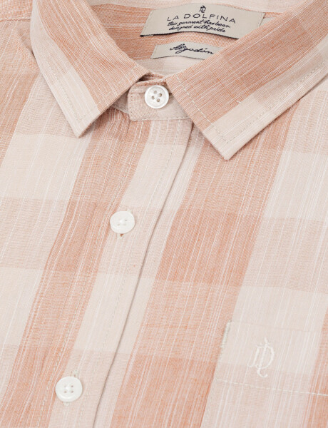 Camisa m/l cuadros beige