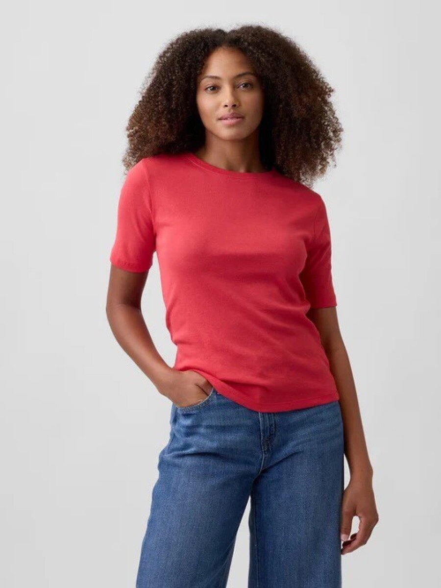 Remera Modal Manga Corta Mujer - Hawaiian Red 683 