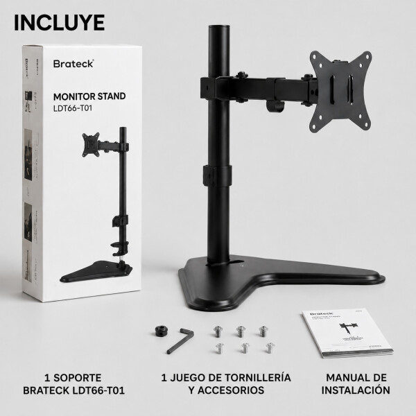 Soporte Monitor Brateck Base 17"-32" Ergonomico Ajustable Color Negro