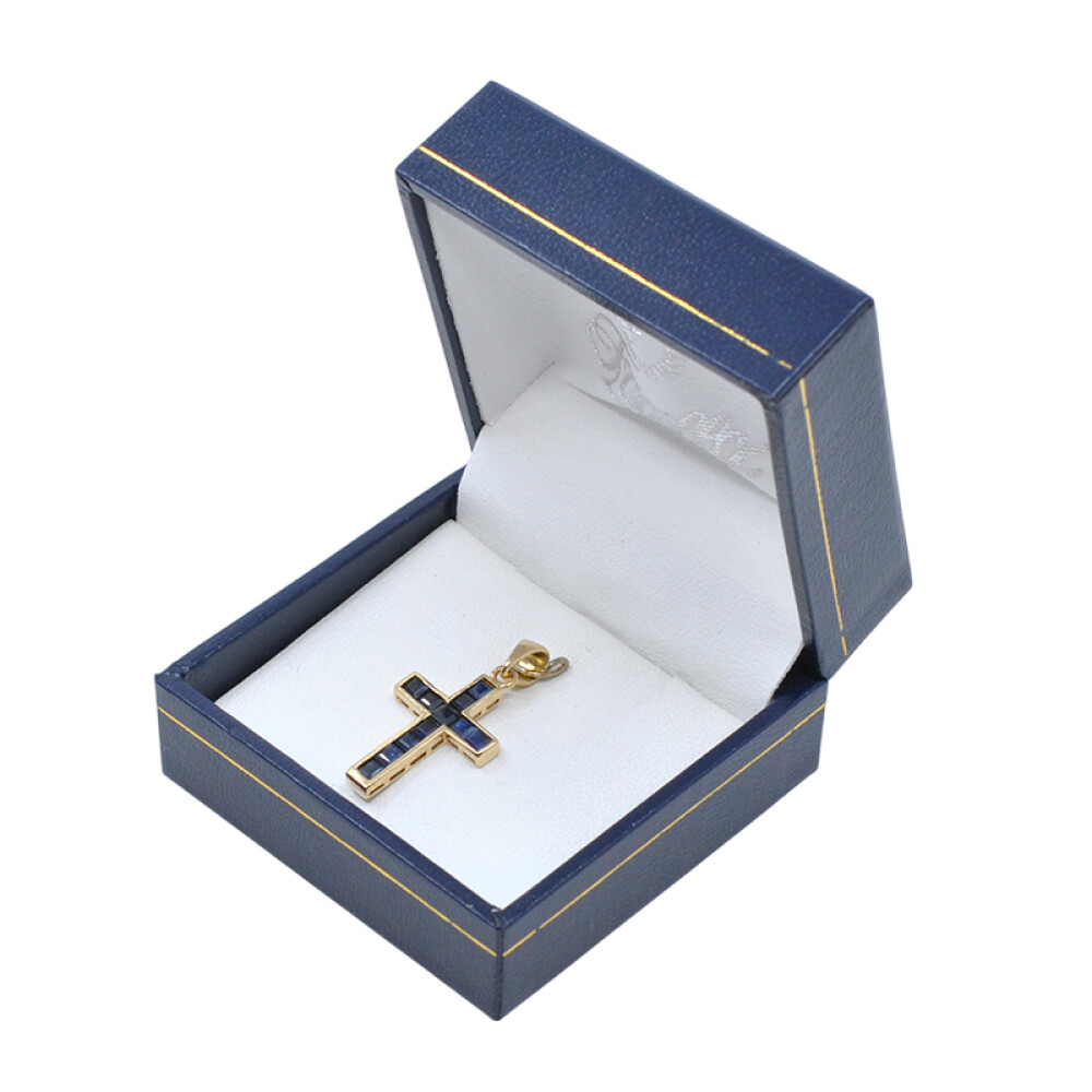 Cruz en oro 18k y zafiros carré Cruz en oro 18k y zafiros carré