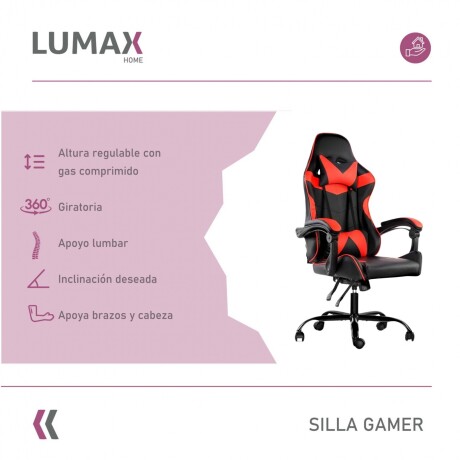Silla Gamer Lumax Modelo ROM Negro/Rojo
