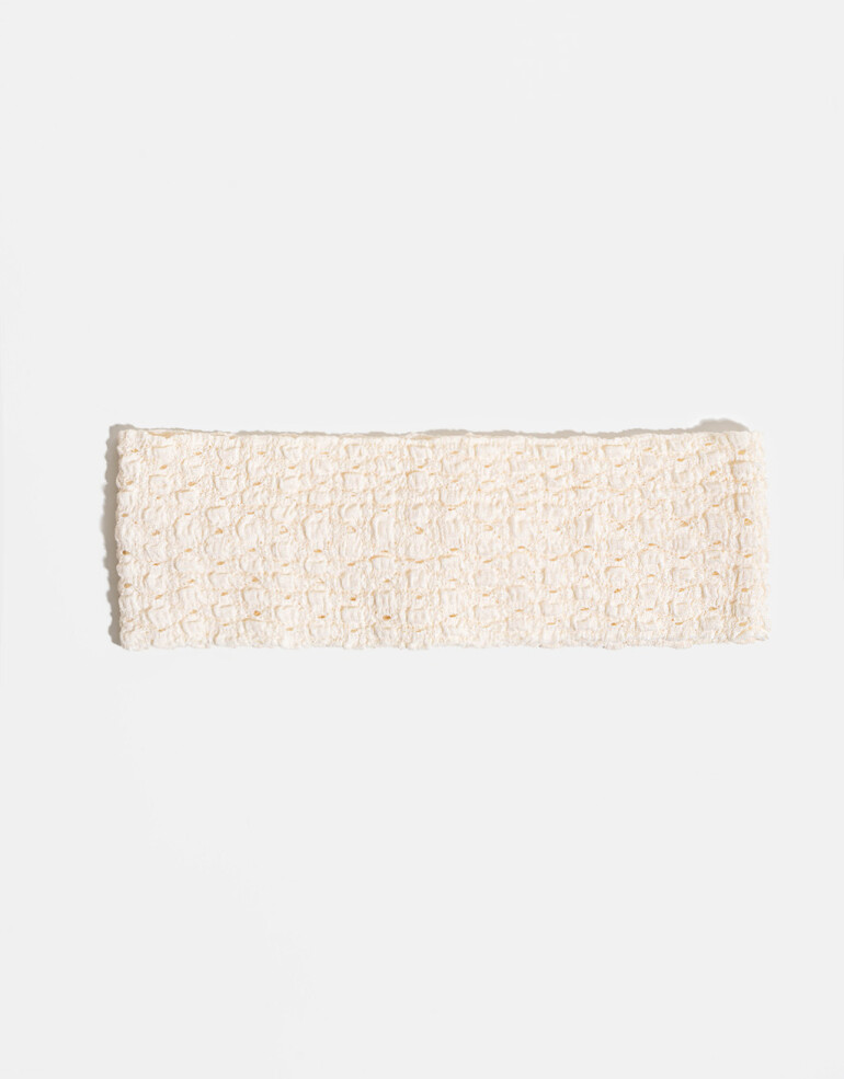 Vinchas Textiles Sporty Vincha Sporty Con Textura - Blanco Crudo