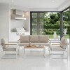 JGO DE JARDIN BCO C/ALMOHADONES BEIGE COMB 4PZAS Unica