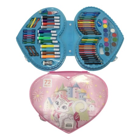 Set Maleta Escolar de Arte 72 Piezas en Forma de Corazón 001