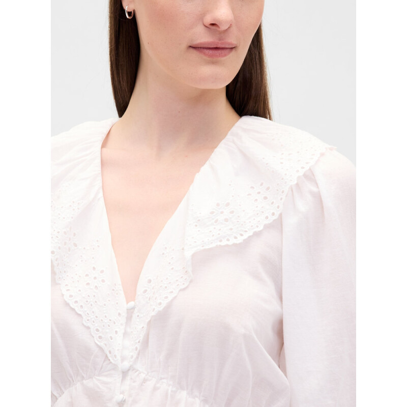 LS RUFFLE COLLAR TOP NEW OFF WHITE