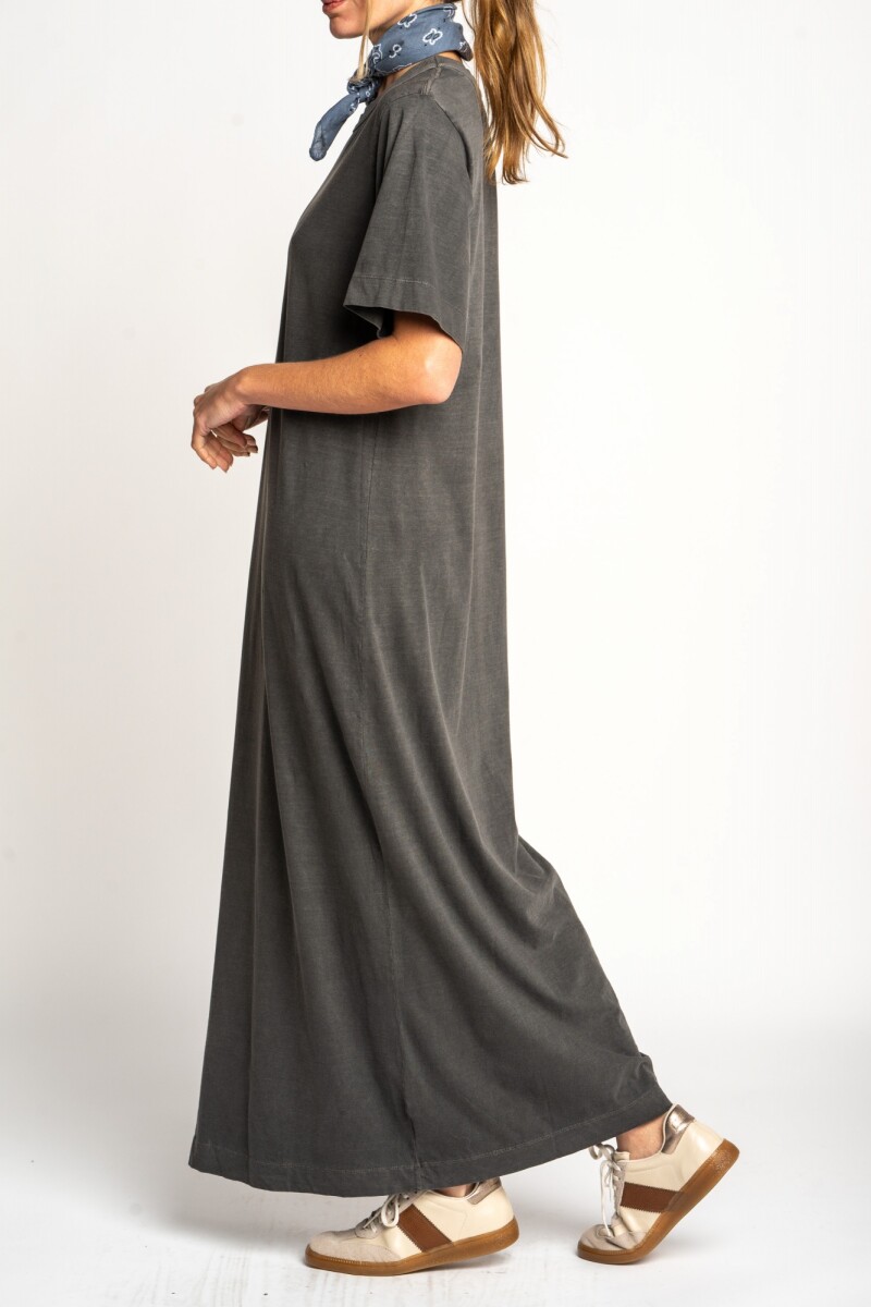 Vestido Maxi Tajo Gris Oscuro