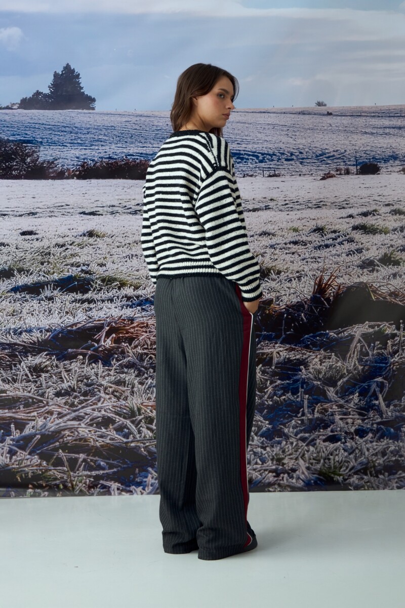 Cardigan rayado buttons negro