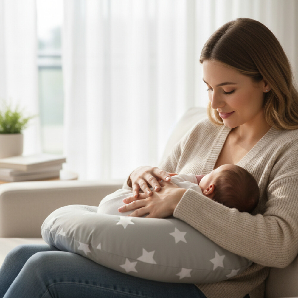 Almohada lactancia LORELLI gris estrellas