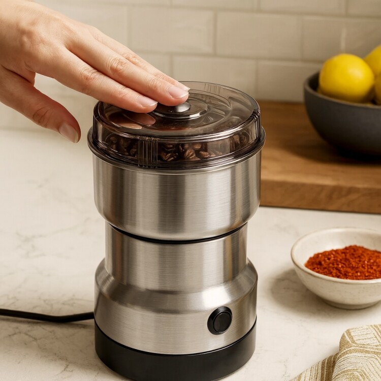 MOLINILLO DE GRANOS DE CAFE ELECTRICO 300W PLATEADO