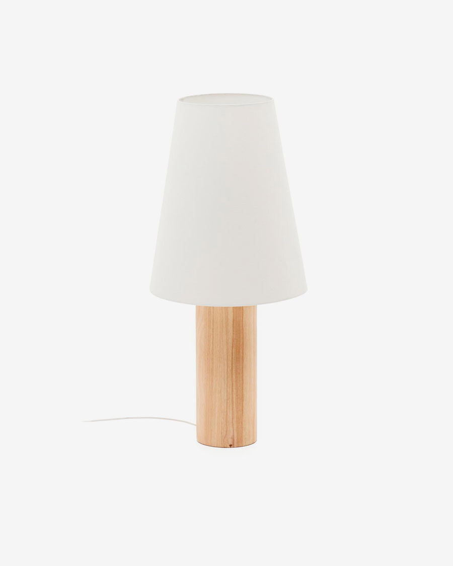 Lámpara de pie Marga de madera maciza con acabado natural con acabado natural
