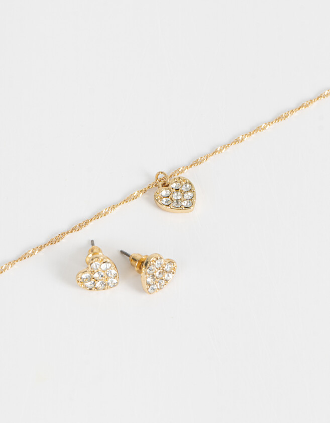 Bijouterie Set Con strass Set De Collar Y Aros Con Strass - Dorado