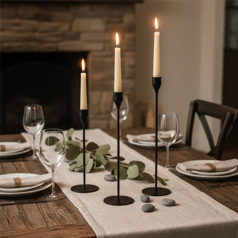 SET 3 CANDELABRO 8x23/28/33CM CON PUNTA NEGRA SET 3 CANDELABRO 8x23/28/33CM CON PUNTA NEGRA