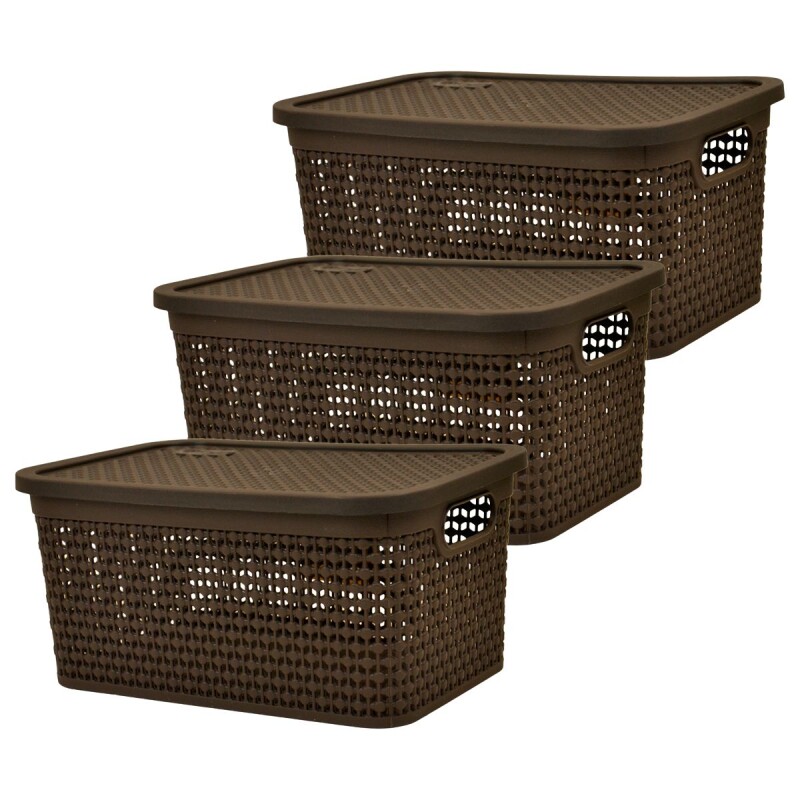 Set x3 Caja simil ratán 4 lts CHOCOLATE