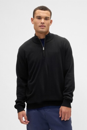 Buzo Medio Cierre Hombre True Black V2