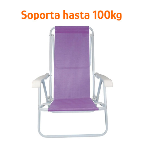 Kit 2 Reposeras Reclinables 8 Posiciones Acero Mor Sannet Lila