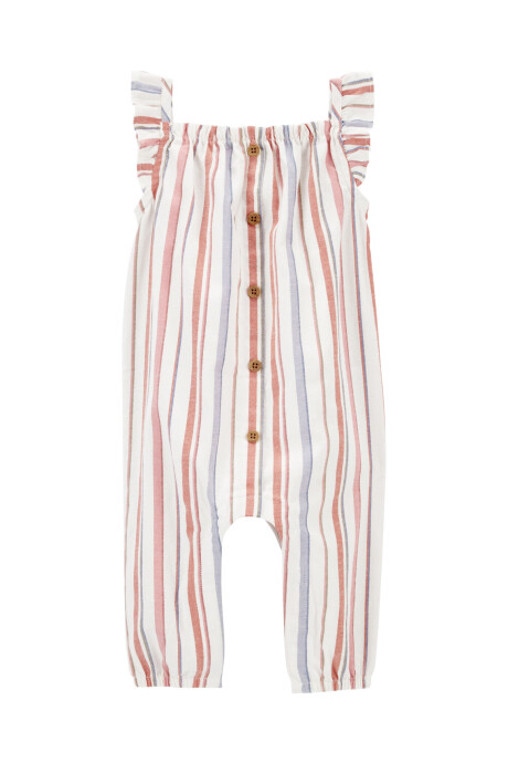 Monito de sarga, con botones y diseño a rayas Sin color