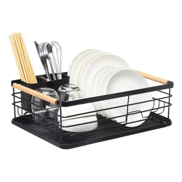 ESCURREPLATO 41 X 30 X 14 NEGRO CON DETALLE EN MADERA ESCURREPLATO 41 X 30 X 14 NEGRO CON DETALLE EN MADERA