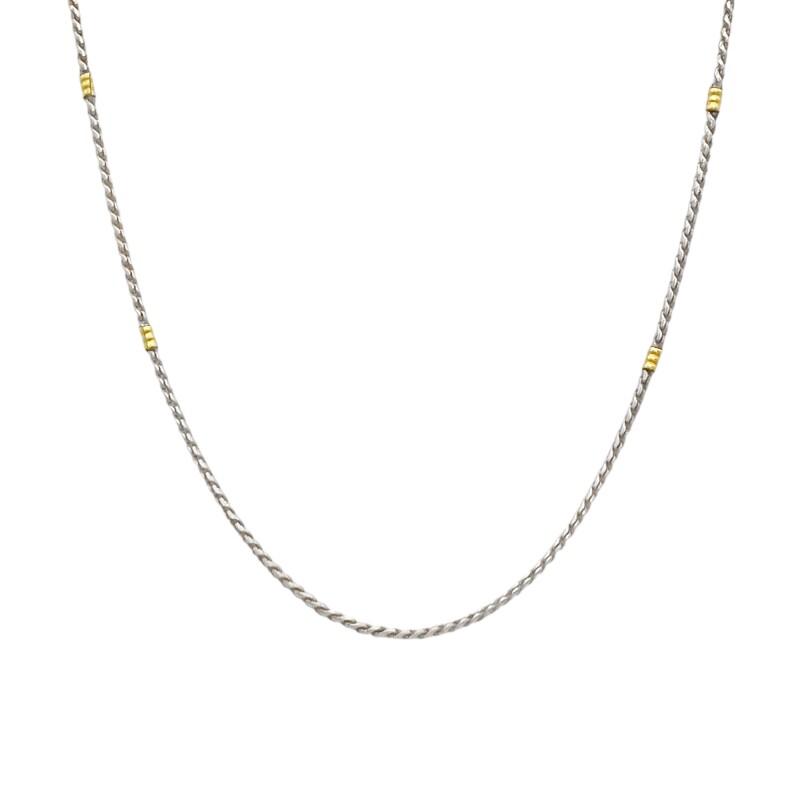 Cadena Espiga-Plata y Oro-Sin Piedra-CD5017 sinpiedra