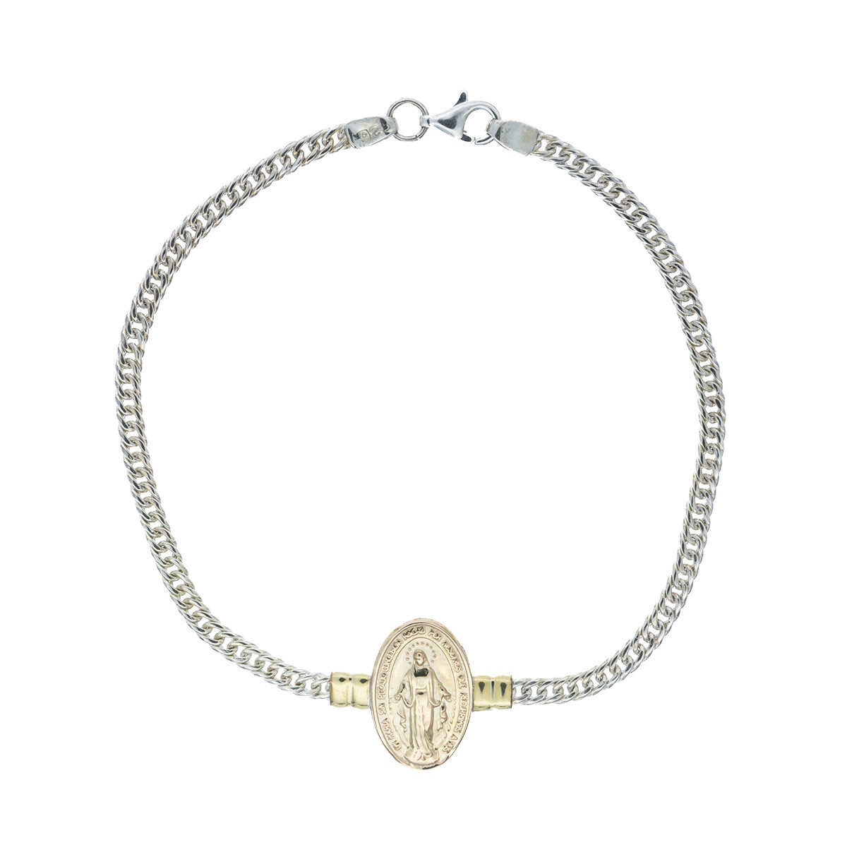 Pulsera de plata 925 y double en oro 18 ktes, MILAGROSA. 