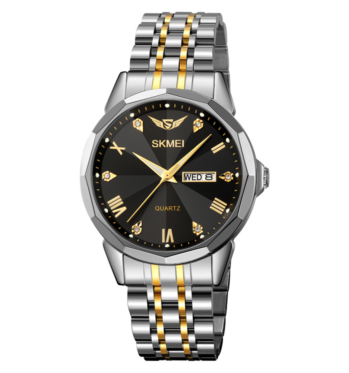 Reloj Skmei 2291tgdbk Analógico Hombre Bicolor Dorado Y Negro 