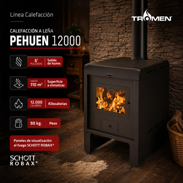 Calefactor Tromen A Leña Pehuen P12 12000 Kcal CALEFACTOR TROMEN PEHUEN P12 32318