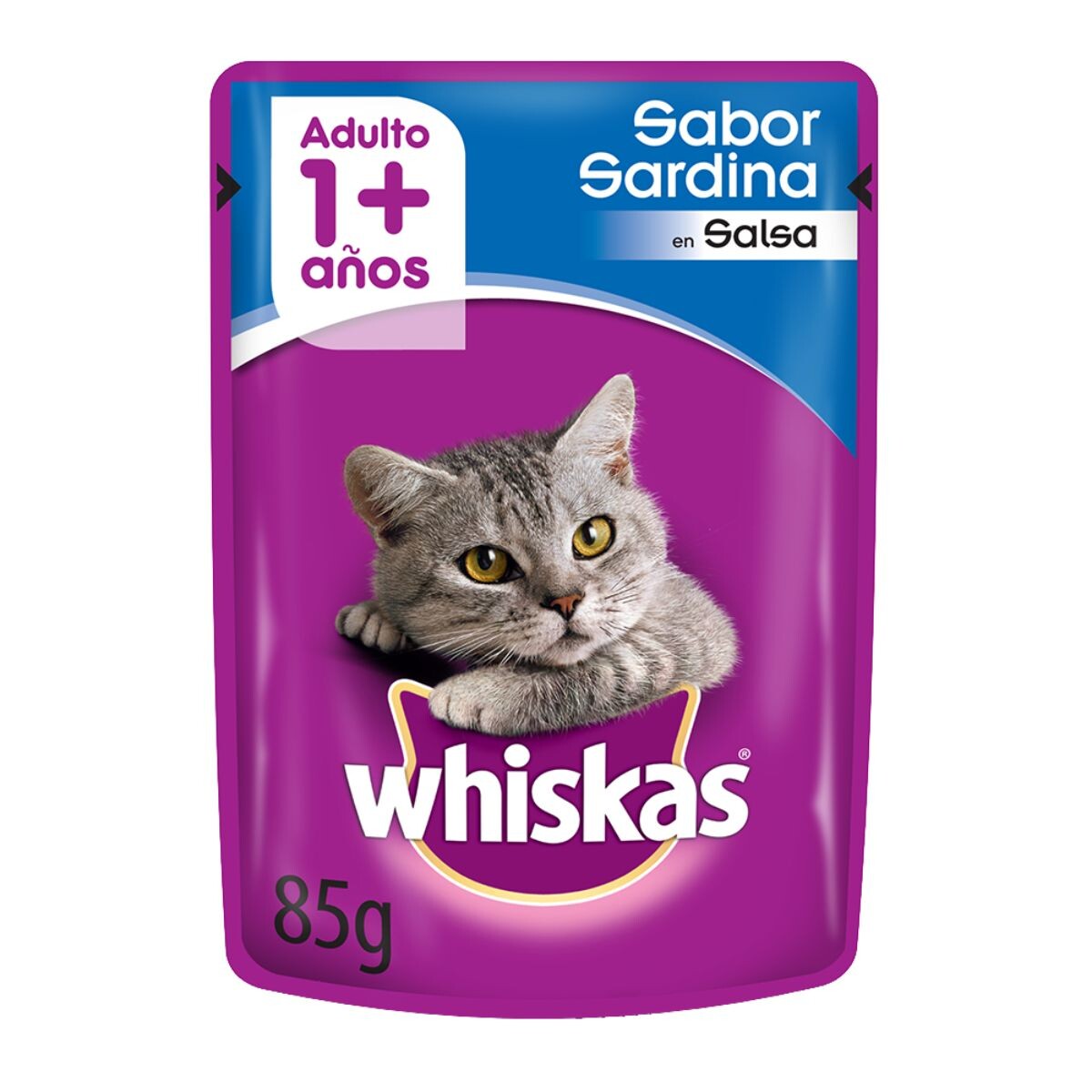 WHISKAS EN SALSA - SARDINA ALIMENTO HUMEDO 85 GRS 