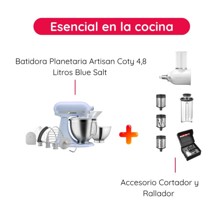 Kit Batidora 4.8 Litros Blue Salt con Accesorio Cortador y Rallador KitchenAid Kit Batidora 4.8 Litros Blue Salt con Accesorio Cortador y Rallador KitchenAid