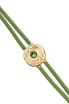 PULSERA DE CUERO DOBLE VERDE CON DETALLE DE OJO EN ALEACIÓN DE METALES BAÑADO EN ORO 18K Y CRISTAL Pulsera