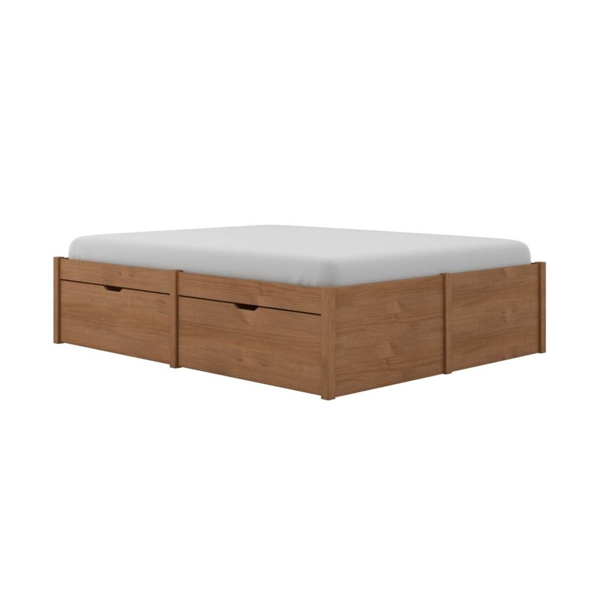 Cama Madera Maciza Con Cajones 2 plazas Linea Beauty - Amendoa 