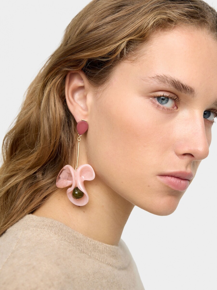 Pendientes Largos De Flor De Resina multicolor