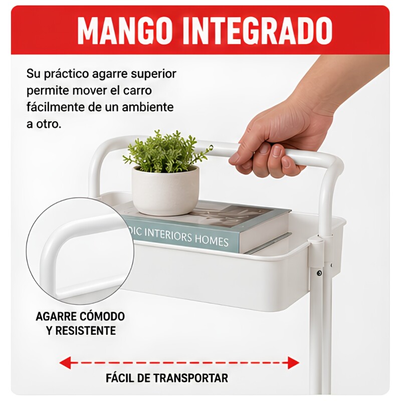 Carro organizador 3 estantes con ruedas BLANCO