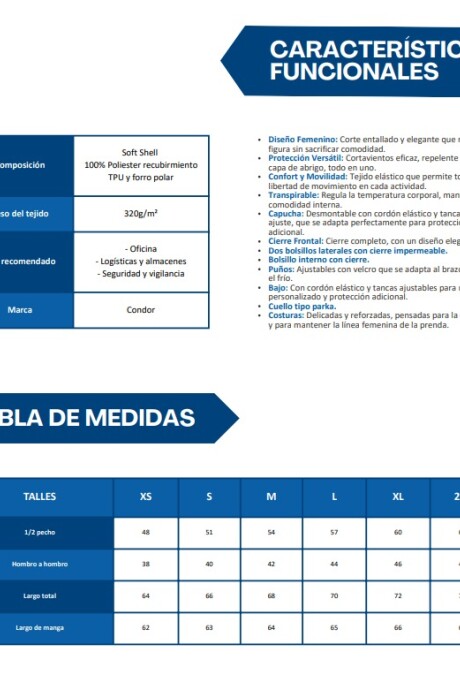 CAMPERA NEOPRENO DAMA CONDOR AZUL CAMPERA NEOPRENO DAMA CONDOR AZUL