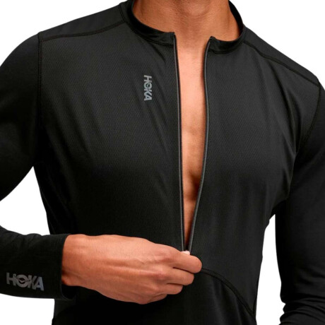 Hoka Buzo Skybreeze Long Sleeve Zip Hombre Negro-Negro