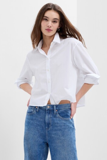 Camisa Corta Poplin Mujer Optic White V6