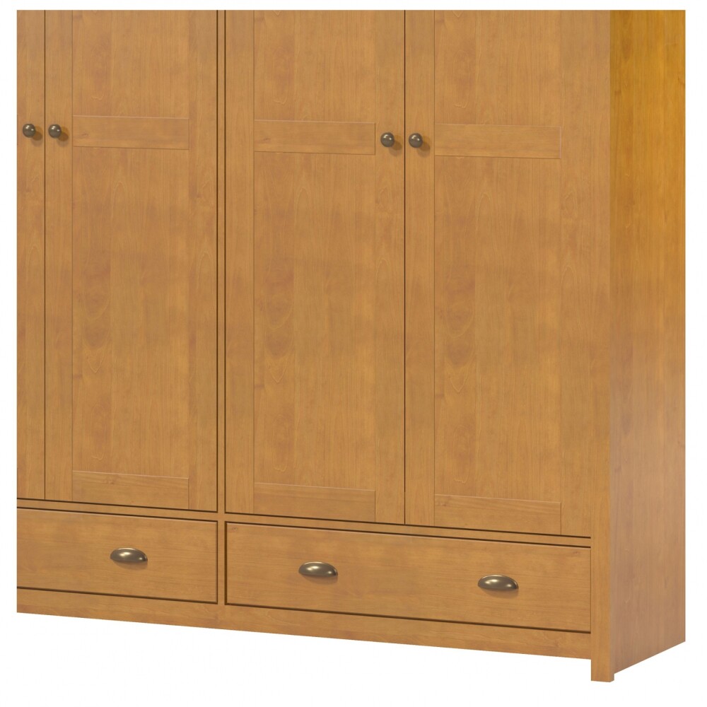Ropero 4 puertas 2 cajones - Madera maciza - Linea Colonial Marron