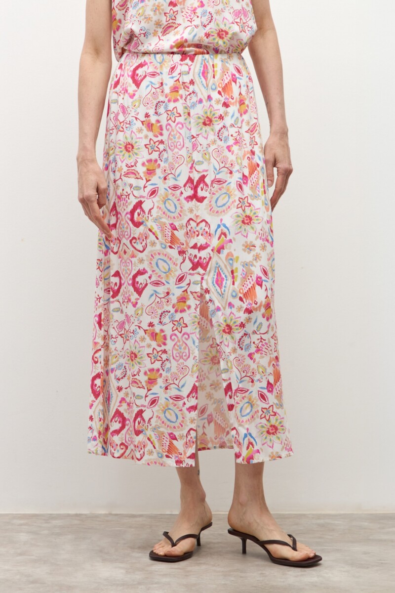 Falda estampada paisley rojo