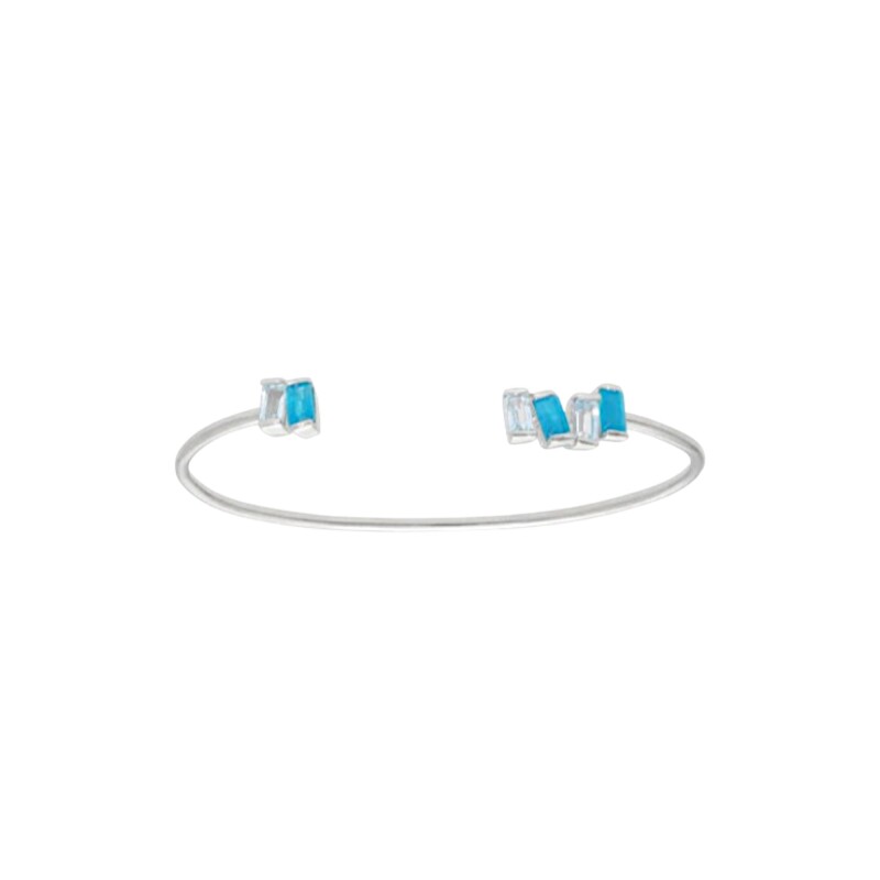 Brazalete Mysore- Plata rodinada 925 - Piedra Topacio y Jade negro azul-BR2023 conpiedra