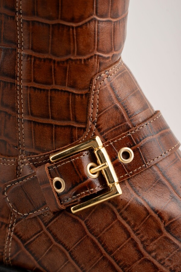 Bota Croco Hebillas Marron
