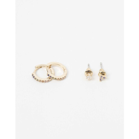 Set De Aros Con Cubic Zirconia Dorado