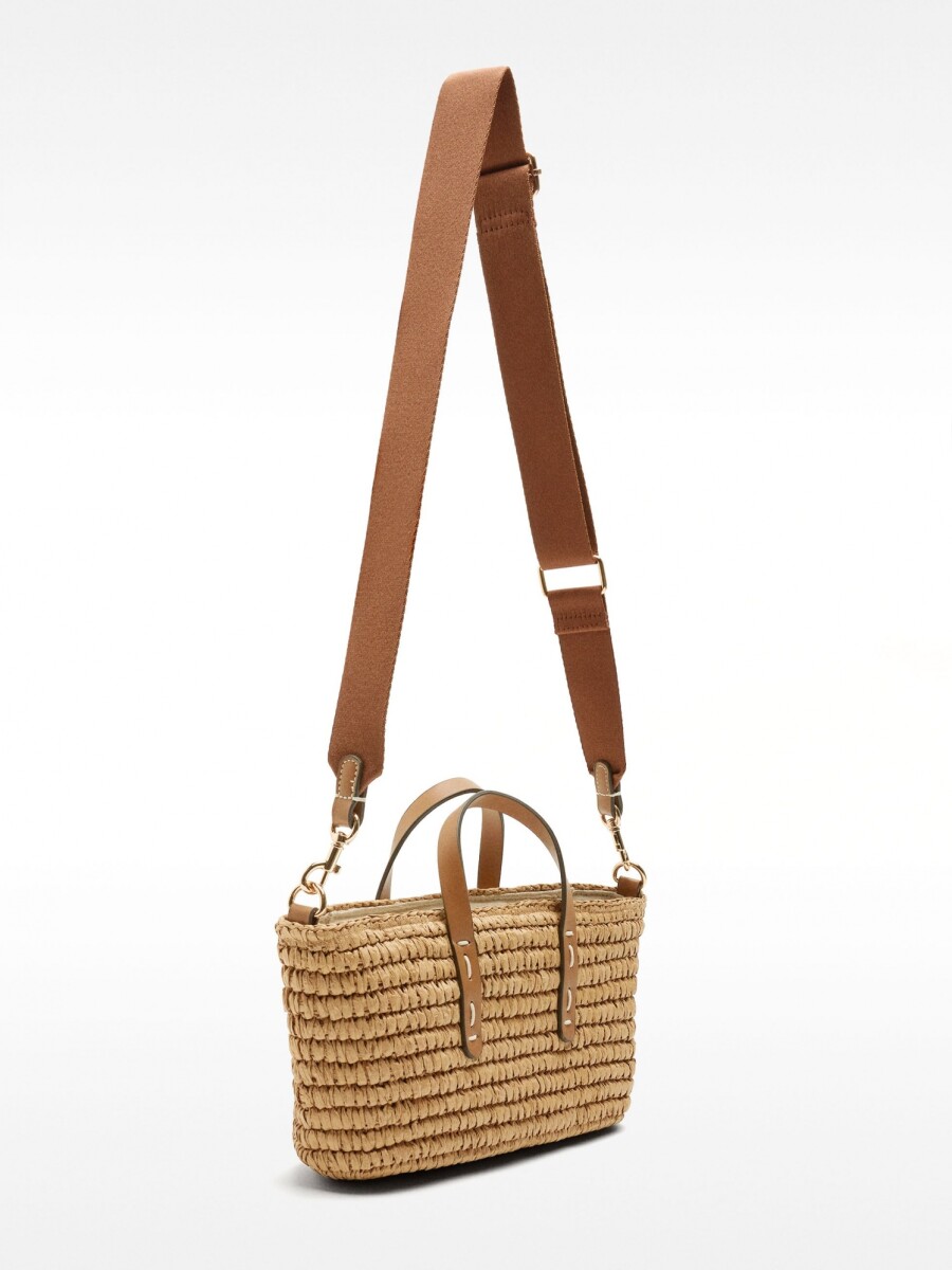 Bolso Tote Con Efecto Rafia Y Colgante M natural