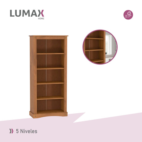 Estantería Biblioteca Lumax 5 Niveles 180x80x38 cm madera maciza Estantería Biblioteca Lumax 5 Niveles 180x80x38 cm madera maciza