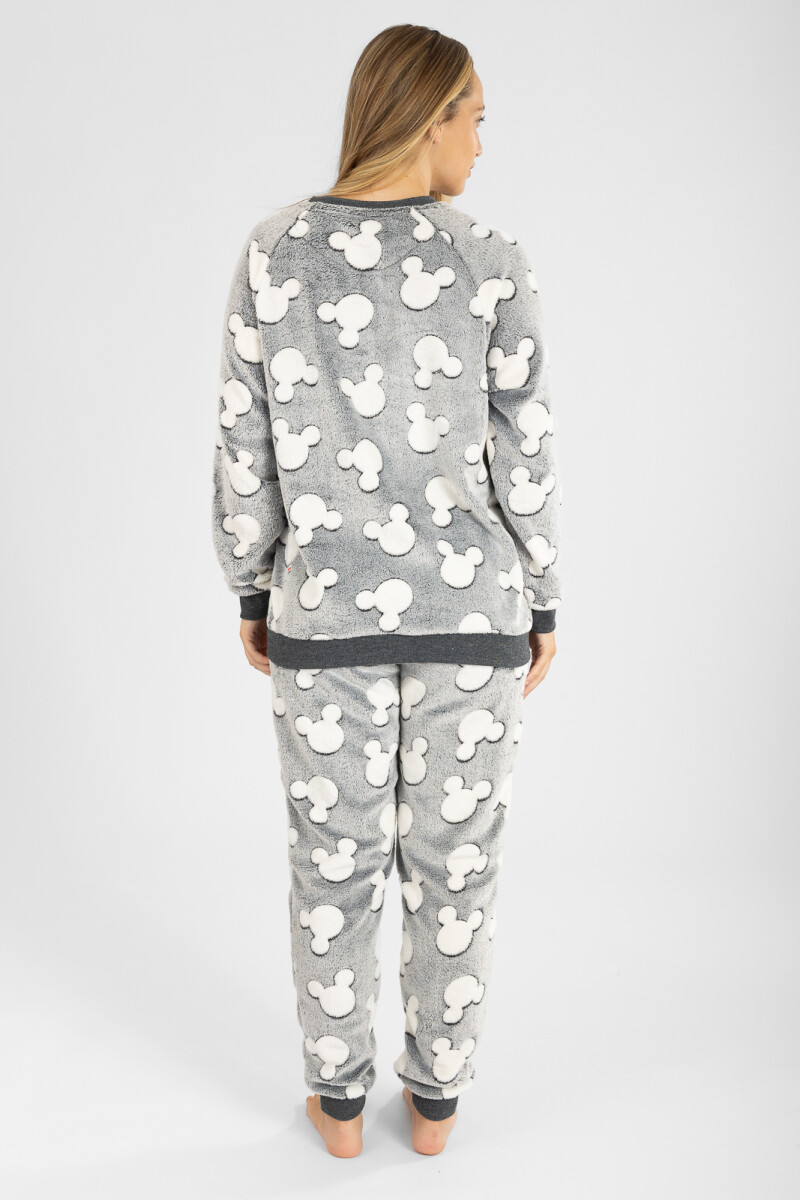 Pijama coral fleece mickey Gris melange