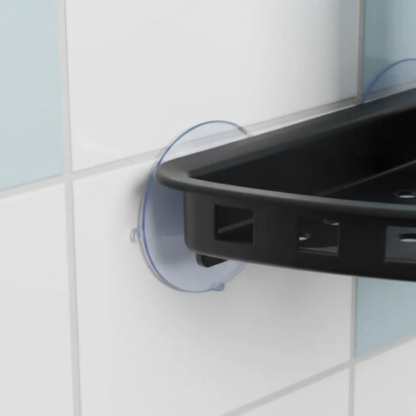 Organizador Esquinero c/Ventosa Práctica Ducha Baño Plástico Negro
