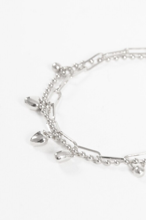 Pulsera doble dije cora plateado