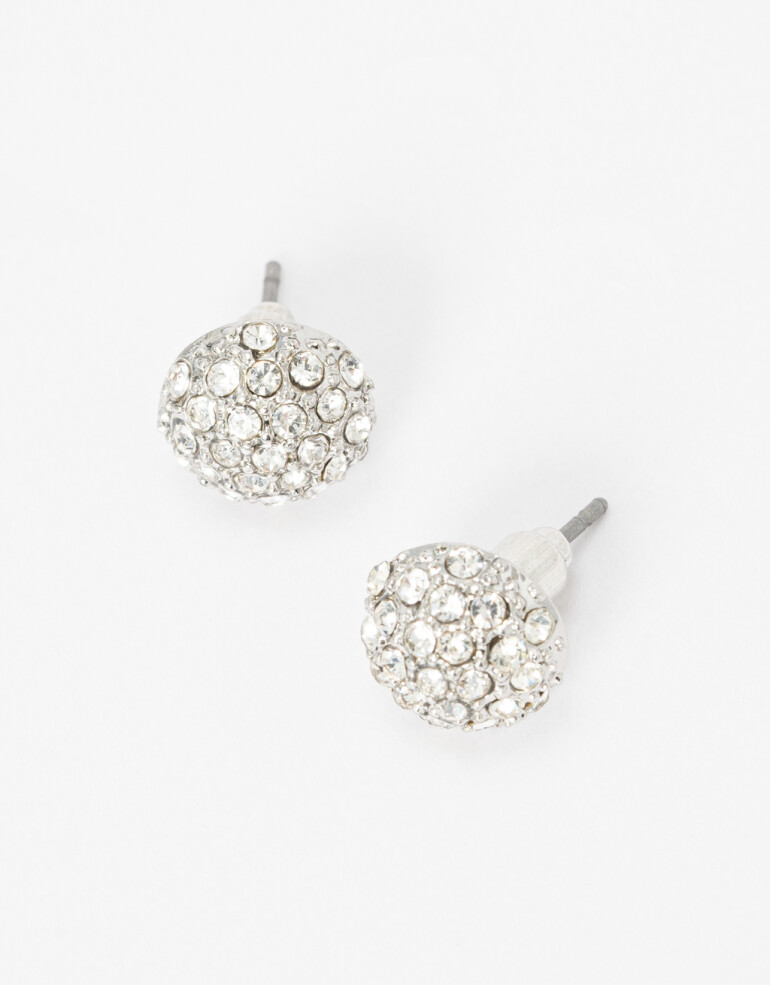 Aros Pasantes Aros Pasantes De Metal Con Strass. - Plateado Rodio
