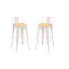 Pack 2 Taburetes Tolix con Respaldo y Asiento de Madera Lumax Blanco