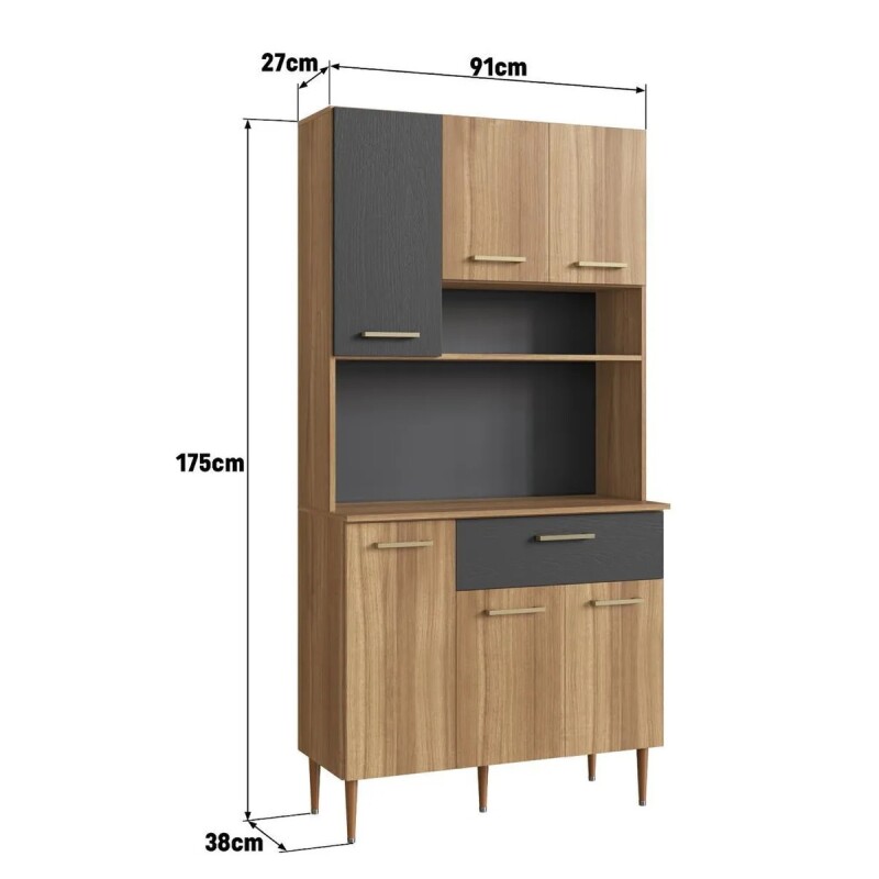 Alacena Kit De Cocina 6 Puertas 1 Estante 1 Cajón Nogal/grafito Alacena Kit De Cocina 6 Puertas 1 Estante 1 Cajón Nogal/grafito