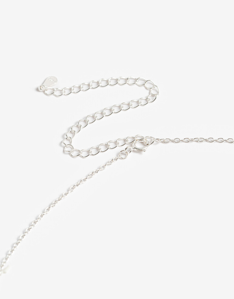 Collares Cortos Strass Cadena Con Dije Plata 925 - Plateado